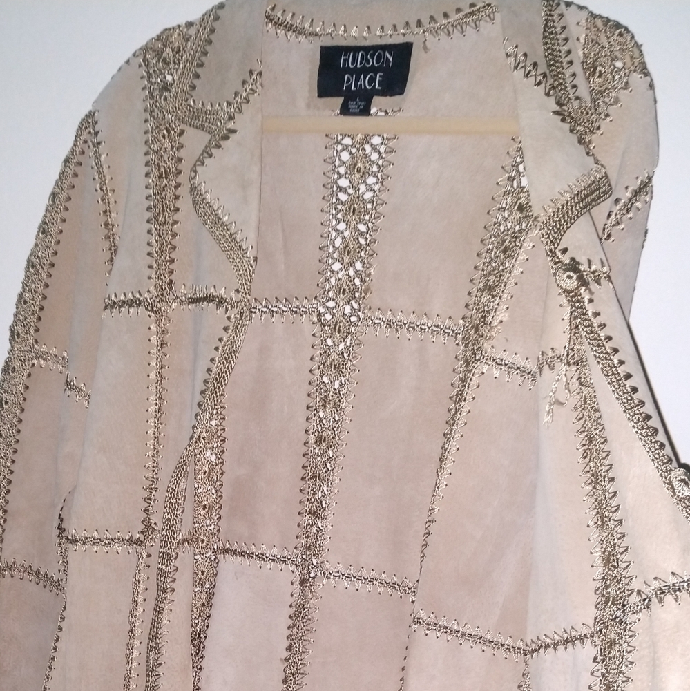 Vintage Suede Crocheted Jacket